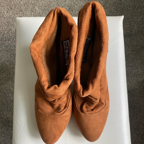 Faux Suede Copper Ankle Booties - Small Heel - Picture 2 of 8
